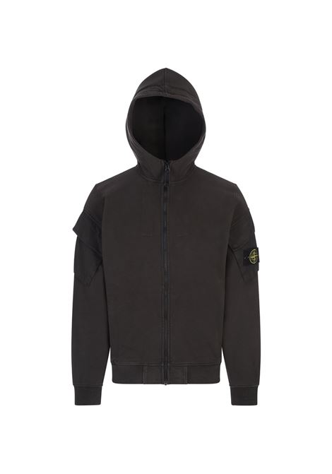 Felpa Garzata Piombo Con Zip e Cappuccio STONE ISLAND | S15-6100009 S0A20V0062